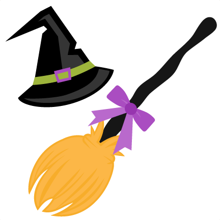 witch hat and broom drawing