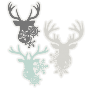 Snowflake Deer Head Set SVG scrapbook cut file cute clipart files for silhouette cricut pazzles free svgs free svg cuts cute cut files