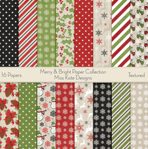 Miss Kate Designs Merry & Bright Paper Collection for Scrapbooking ...