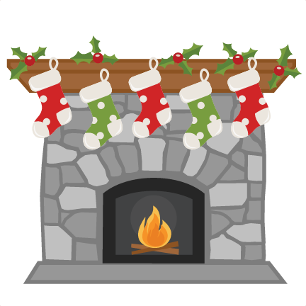 Christmas Fireplace with Stockings SVG scrapbook cut file cute clipart