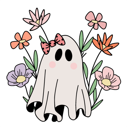 Ghost With Flowers SVG scrapbook cut file cute clipart files for ...